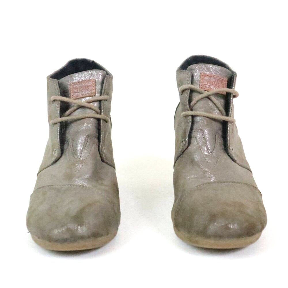 Toms Women's Size 10 Wedge Ankle Booties Chukka Metallic Mocha Tan - Picture 3 of 11